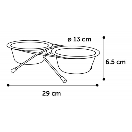 Двойная металлическая миска на подставке 2 Х 380ml