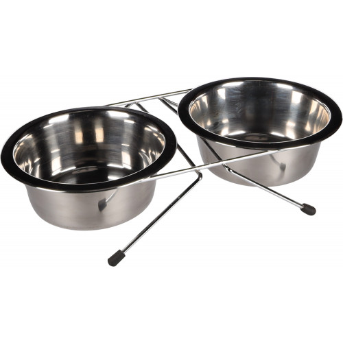 Двойная металлическая миска на подставке 2 Х 380ml