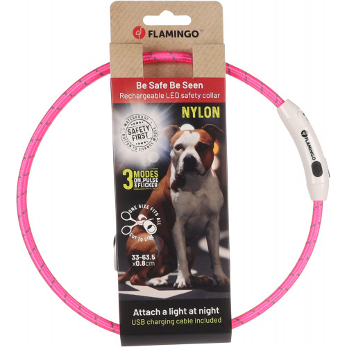 ОШЕЙНИК С 3 УРОВНЯМИ СВЕТА, розовый цвет (33-63,5 см )