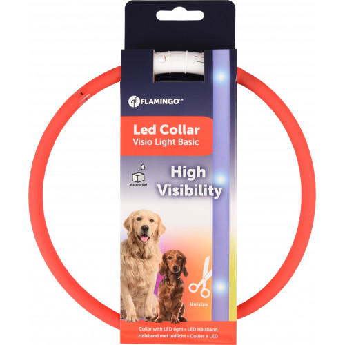 ОШЕЙНИК С 3 УРОВНЯМИ СВЕТА, красный цвет (20-70см)