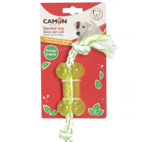 Camon Игрушка с ароматом - косточка с веревкой, 8см, салатовая