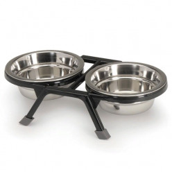 Camon Двойная металлическая миска на подставке, 2 x 240мл