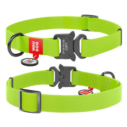 Ошейник водостойкий WAUDOG Waterproof, цвет салатовый, L (34-49 см)