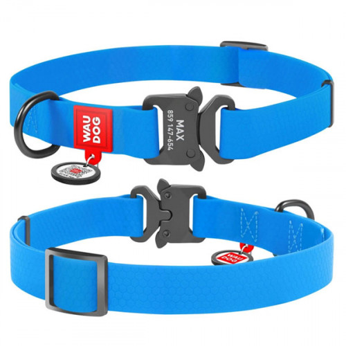 Ошейник водостойкий WAUDOG Waterproof, цвет голубой, S (25-35 см)