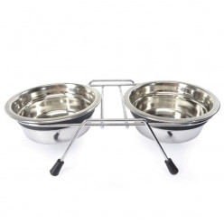 Camon Двойная металлическая миска на подставке, 2 x 800мл
