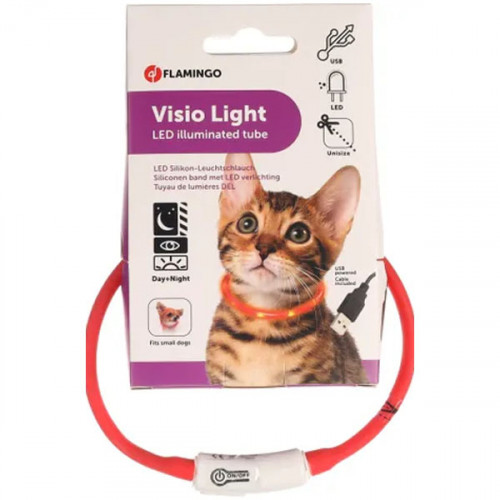 ОШЕЙНИК С 3 УРОВНЯМИ СВЕТА, красный цвет (20-35 см)