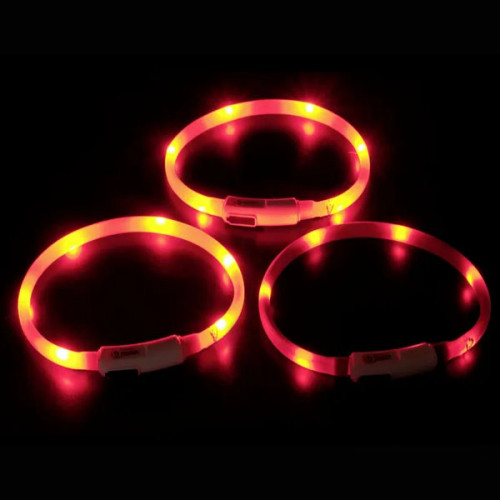 ОШЕЙНИК С 3 УРОВНЯМИ СВЕТА, красный цвет (20-35 см)