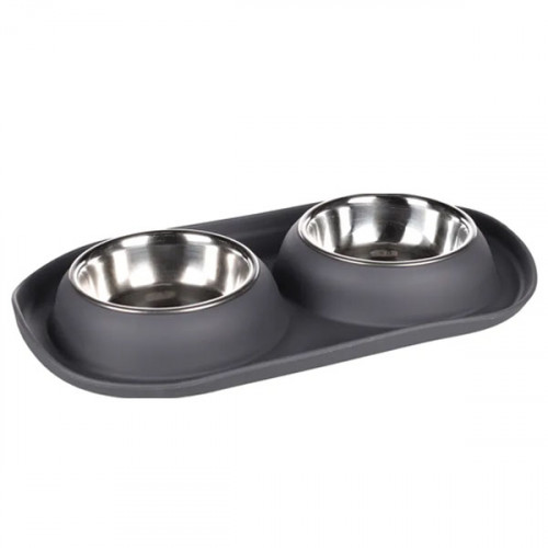 Миски Duo Dinner Grafa в держателе, темно-серая (2х220мл)