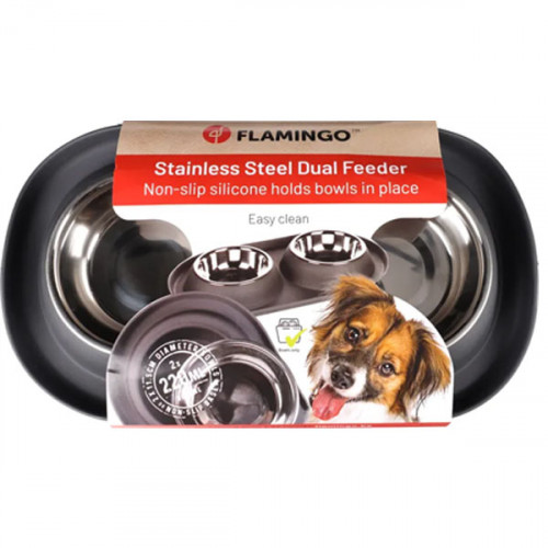 Миски Duo Dinner Grafa в держателе, темно-серая (2х220мл)