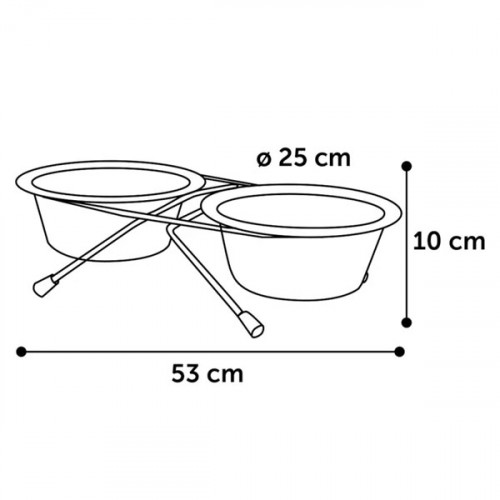 Миски для еды и воды Duo Dinner Stand Arjun Silver (25см /  2х2500мл)