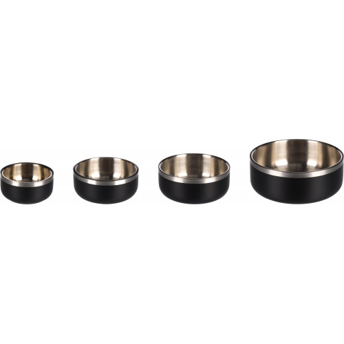 Миска для корма и воды Lora, круглая, черная & серебристая (13,7 см / 775 мл)