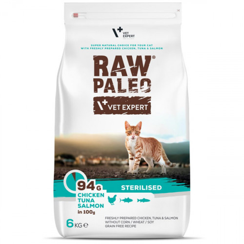 VetExpert Raw Paleo Cat Dry Food STERILISED - Tuna&Somon&Chicken