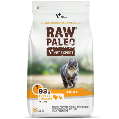VetExpert Raw Paleo Cat Dry Food ADULT - Turkey&Chicken