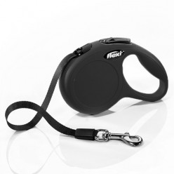 Поводок-рулетка Flexi New Classic - tape, черная S (5m) 
