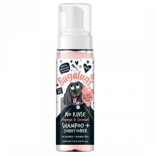 Bugalugs Несмываемый шампунь и кондиционер для собак с папайей и кокосом.