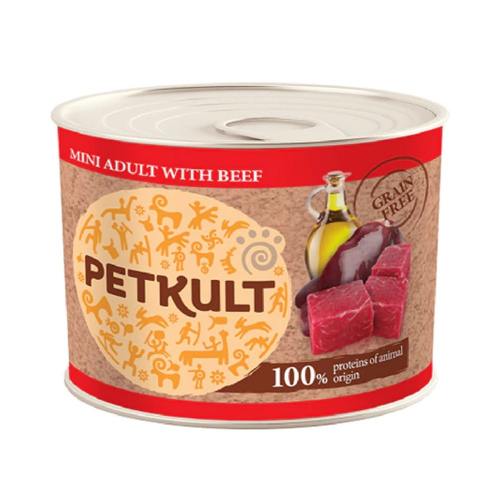 Консерва Petkult Mini Adult with Beef, с говядиной для собак, 185 г
