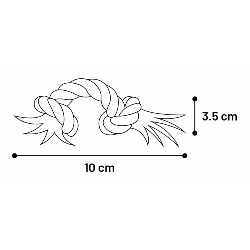 ИГРУШКА JIM ВЕРЕВКА С 2 УЗЛАМИ МИКС  XS (10 см)