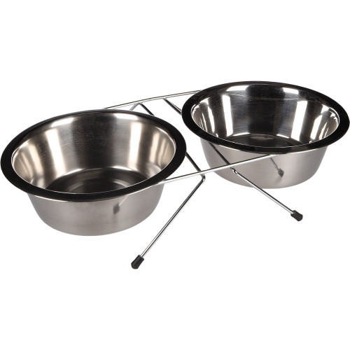 Миски для еды и воды Duo Dinner Stand Arjun Silver (21см /  2х1600мл)