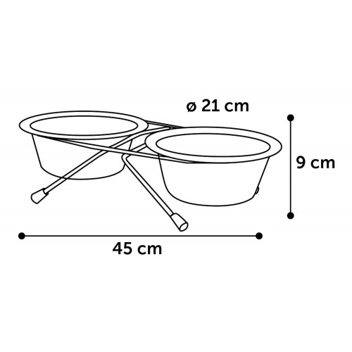 Миски для еды и воды Duo Dinner Stand Arjun Silver (21см /  2х1600мл)